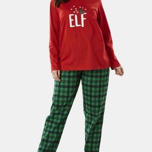 Elf Pajamas Set Red Green Long Sleeve and Pants Womens Size 14/16 XL